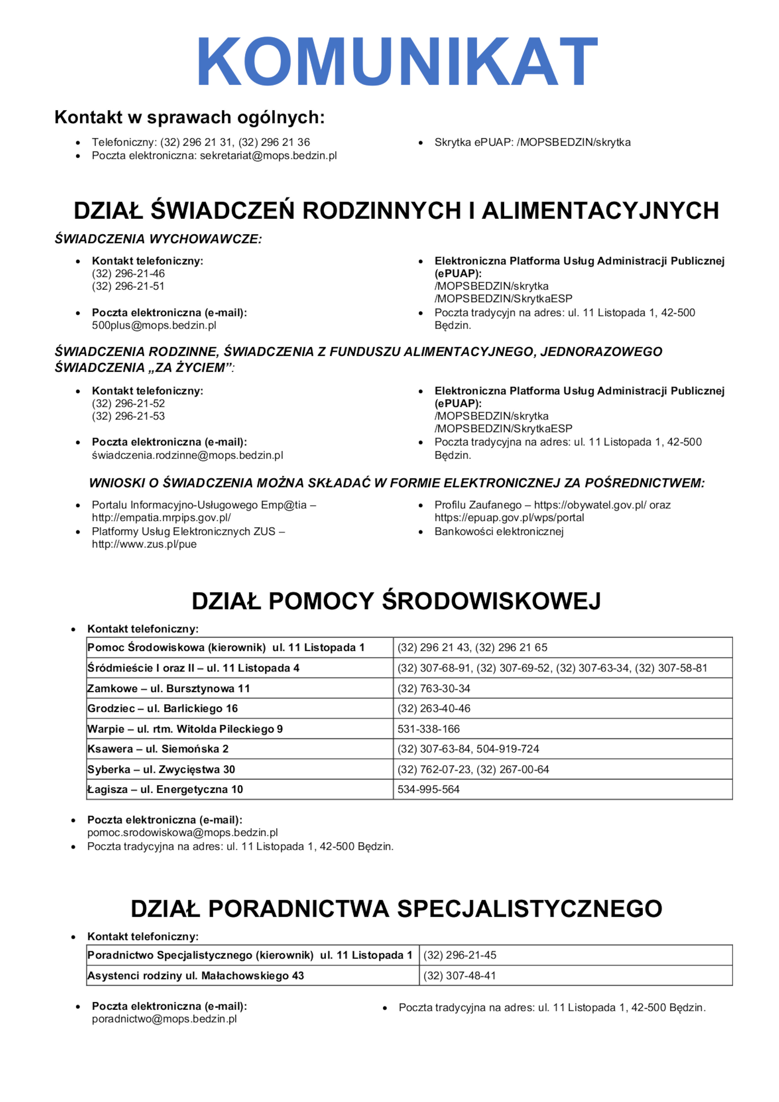 informacje kontaktowe